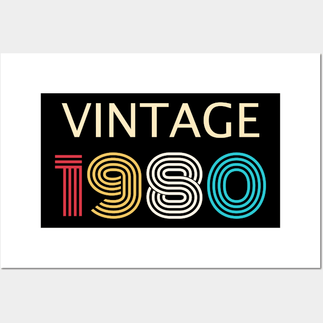 Vintage 1980 Birthday Wall Art by Tshirt114